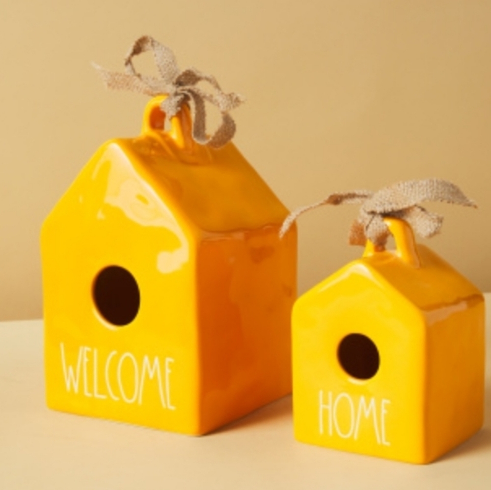 Rae dunn orange ceramic bird houses